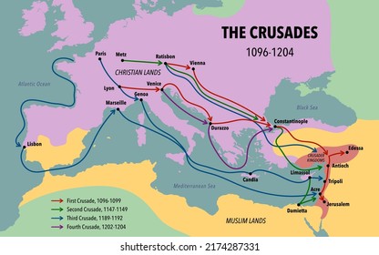 Map Of The Crusades Main Routes And Roads