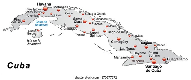 Map Cuba Overview Map Gray Stock Illustration 170577272 | Shutterstock