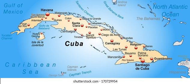 Map Cuba Overview Map Pastel Orange Stock Illustration 170729954 ...