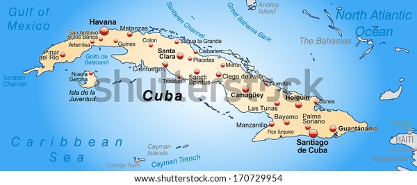 Map Cuba Overview Map Pastel Orange Stock Illustration 170729954