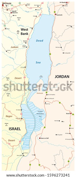 Map Dead Sea Lying Between Israel Stock Illustration 1596273241 ...