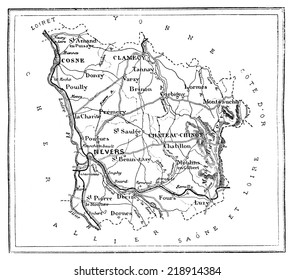 Map Department Nievre Vintage Engraved Illustration Stock Illustration ...