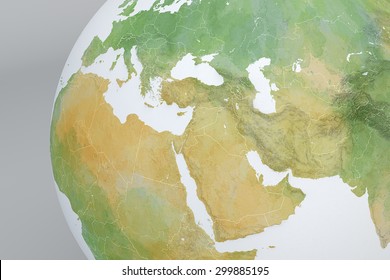 Map Drawn With Brush Strokes With Middle East, Africa, Europe, Mediterranean