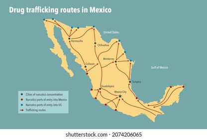 Map Of Drug Trafficking Routes Used By Cartels In Mexico