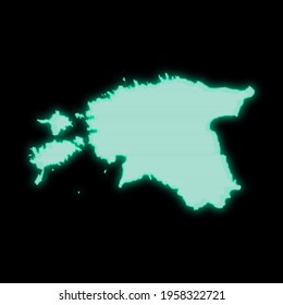 Map Of Estonia, Old Green Computer Terminal Screen, On Dark Background