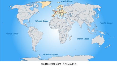 Map Europe Main Cities Pastel Orange Stock Illustration 171556112 ...