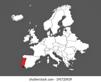 Map Europe Portugal 3d Stock Illustration - Map Europe Portugal 3d 260nw 195720929
