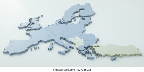 Map Of European Union - Very High Detail - 3d Rendering