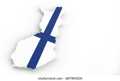 Map of Finland with Finland flag 3D rendering