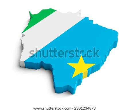 Map with flag of the Brazilian state of Mato Grosso Do Sul in 3d render isolated on white background. 3d illustration Foto stock © 