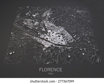 Map Of Florence, Italy, Satellite View, Map In 3d