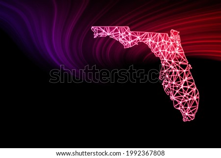 Map of Florida, Polygonal mesh line map, modern map