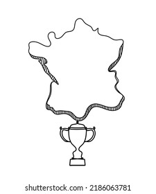 Map France Algeria Trophy Line Drawing Stock Illustration 2186063781 ...