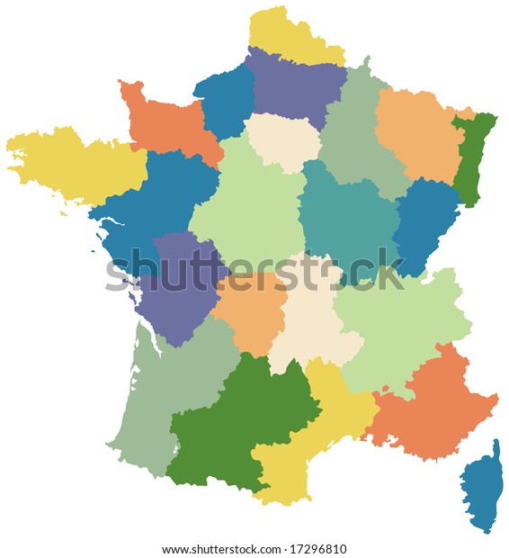 Map of France divided into\
regions