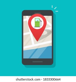 Map With Gas Petrol Fuel Station Online In Mobile Phone Smartphone App City Location Marker, Gasoline Fuel Digital Cellphone Navigation Gps Refuel Pump Position Direction Roadmap Design Image