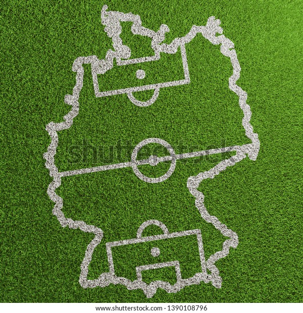 Map Germany Outline Soccer Field Markings Stock Illustration 1390108796 ...