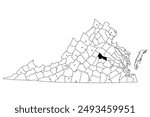 Map of goochland County in Virginia state on white background. single County map highlighted by black colour on Virginia map. UNITED STATES, US