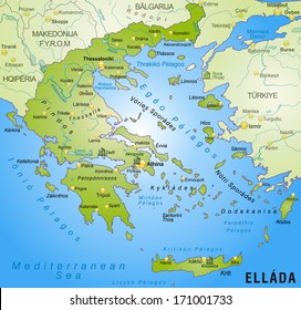 Map Greece Overview Map Green Stock Illustration 171001733