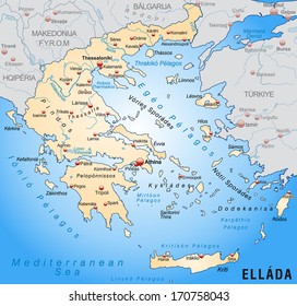 Map Greece Overview Map Pastel Orange Stock Illustration 170758043 ...