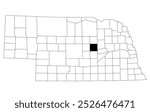 Map of Greeley County in Nebraska state on white background. single County map highlighted by black colour on Nebraska map. UNITED STATES, US