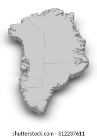 Map - Greenland, Thule Air Base - 3D-Illustration