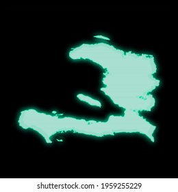 Map Of Haiti, Old Green Computer Terminal Screen, On Dark Background