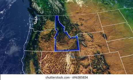 Map Of IDAHO UNITED STATES OF AMERICA Elements of this image furnished by NASA 3D rendering 3D illustration