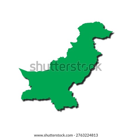 Map illustration of Pakistan's geographical shape and location in Asia continent