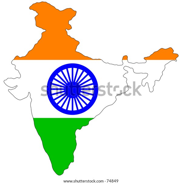 Map India Filled Plain Indian Flag Stock Illustration 74849