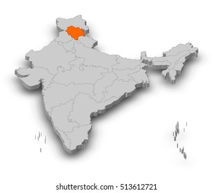 Map India Himachal Pradesh 3dillustration Stock Illustration 513612721 