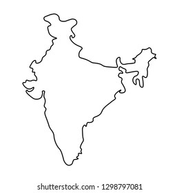 India Map Black Contour Curves Illustration Stock Illustration ...