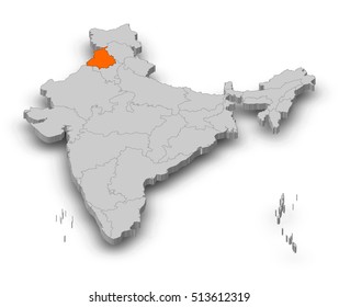 Map India Punjab 3dillustration Stock Illustration 513612319 | Shutterstock