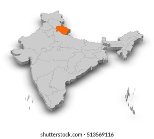 Map India Uttarakhand 3dillustration Stock Illustration 513569116 ...