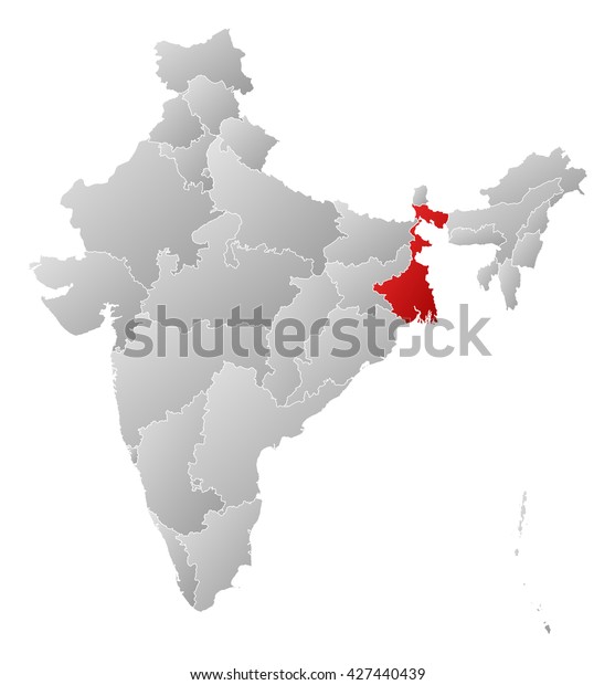 Map India West Bengal Stock Illustration 427440439