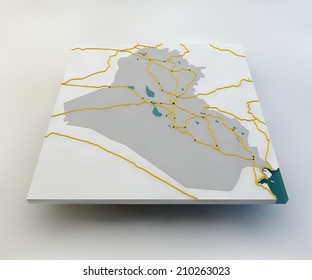 Map Of Iraq, The Iraqi State, Boundaries, Roads And Cities