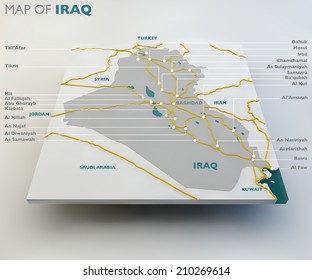 Map Of Iraq, The Iraqi State, Boundaries, Roads And Cities