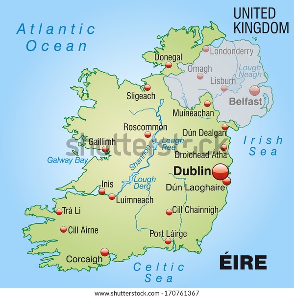 Map Ireland Overview Map Pastel Green Stock Illustration 170761367