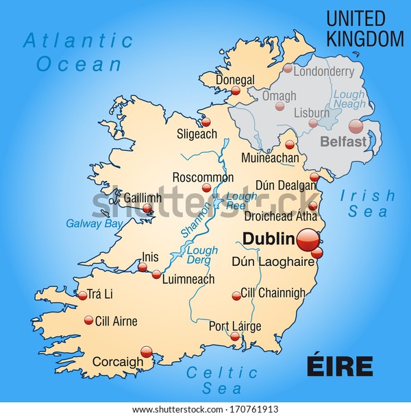 Map Ireland Overview Map Pastel Orange Stock Illustration 170761913 ...