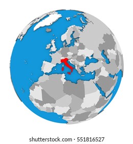 Italy On A Globe Map Italy Highlighted Red On Globe Stock Illustration 551816527 |  Shutterstock
