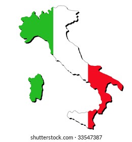 Map Of Italy And Italian Flag Illustration JPEG