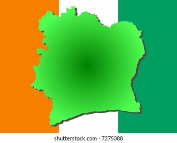 map of Ivory Coast and their flag illustration JPG