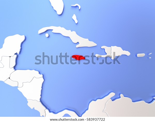 World Map With Jamaica Highlighted Map Jamaica Highlighted Red On Simple Stock Illustration 583937722 |  Shutterstock