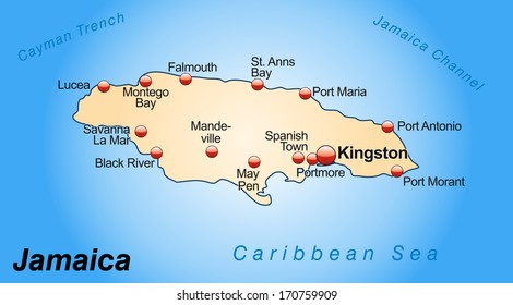 Map Jamaica Overview Map Pastel Green Stock Illustration 170761946 ...