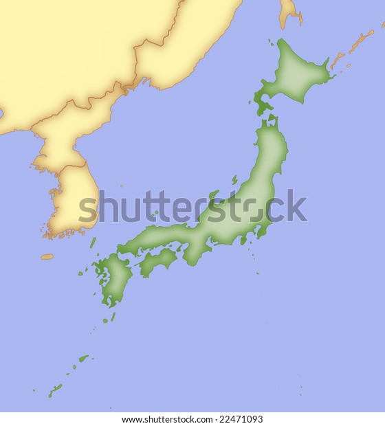 Map Japan Borders Surrounding Countries Stock Illustration 22471093