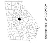 Map of Jones County in Georgia state on white background. single County map highlighted by black colour on Georgia map. UNITED STATES, US