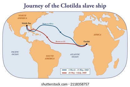 Map With The Journey Of The Clotilda Slave Ship