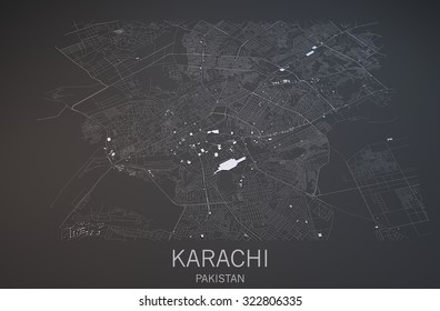 Map Of Karachi, Pakistan, Satellite View, Map In 3d