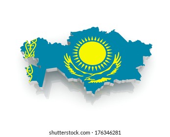 3d Isometric Map Kazakhstan National Flag Stock Vector (Royalty Free ...