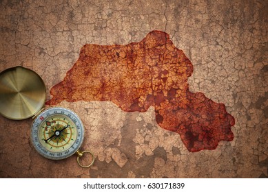 map of kurdistan on a old vintage crack paper background with compass