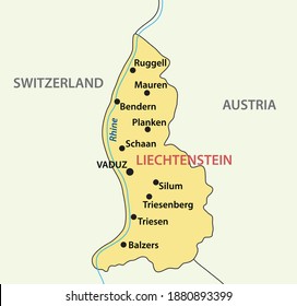 Map Of Liechtenstein -  Illustration